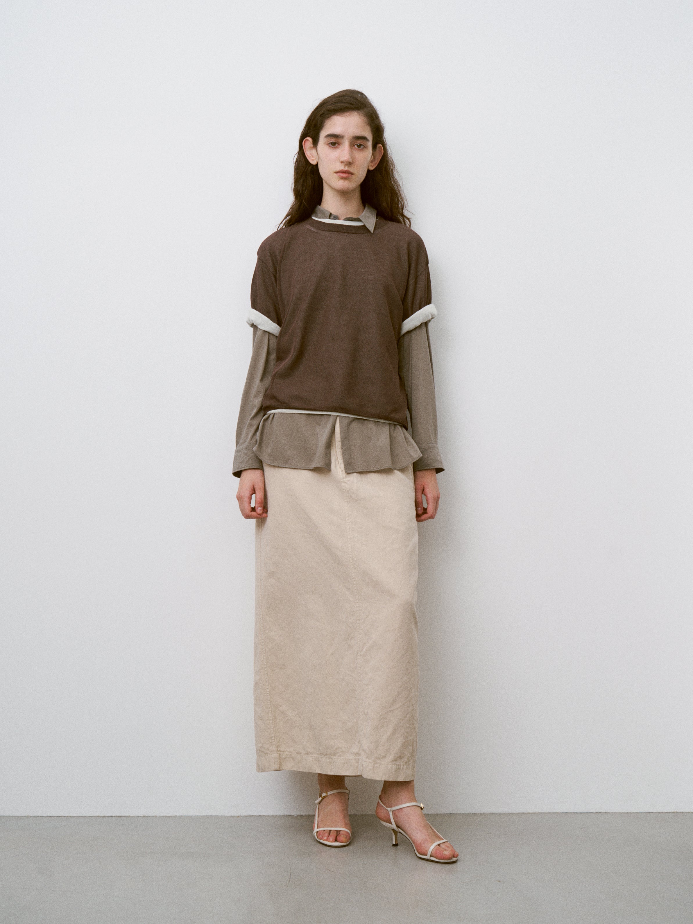 TWISTED COTTON SHEER JERSEY FLUID SHIRT