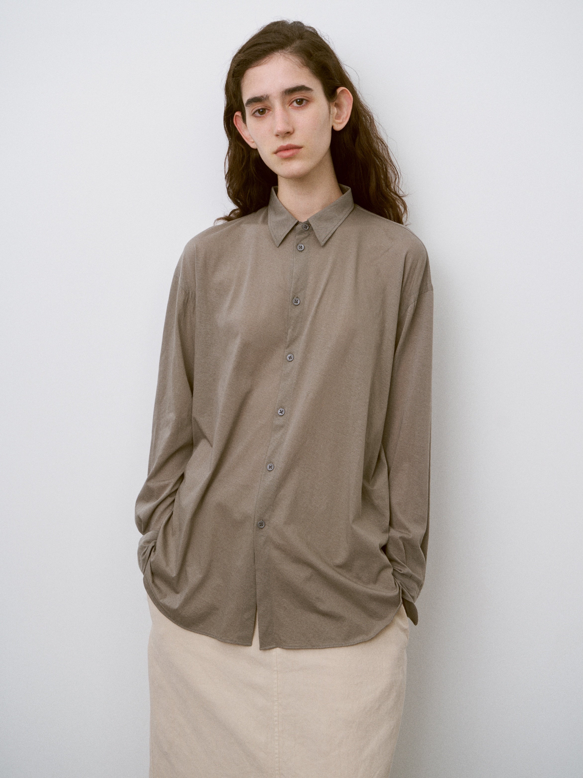 TWISTED COTTON SHEER JERSEY FLUID SHIRT