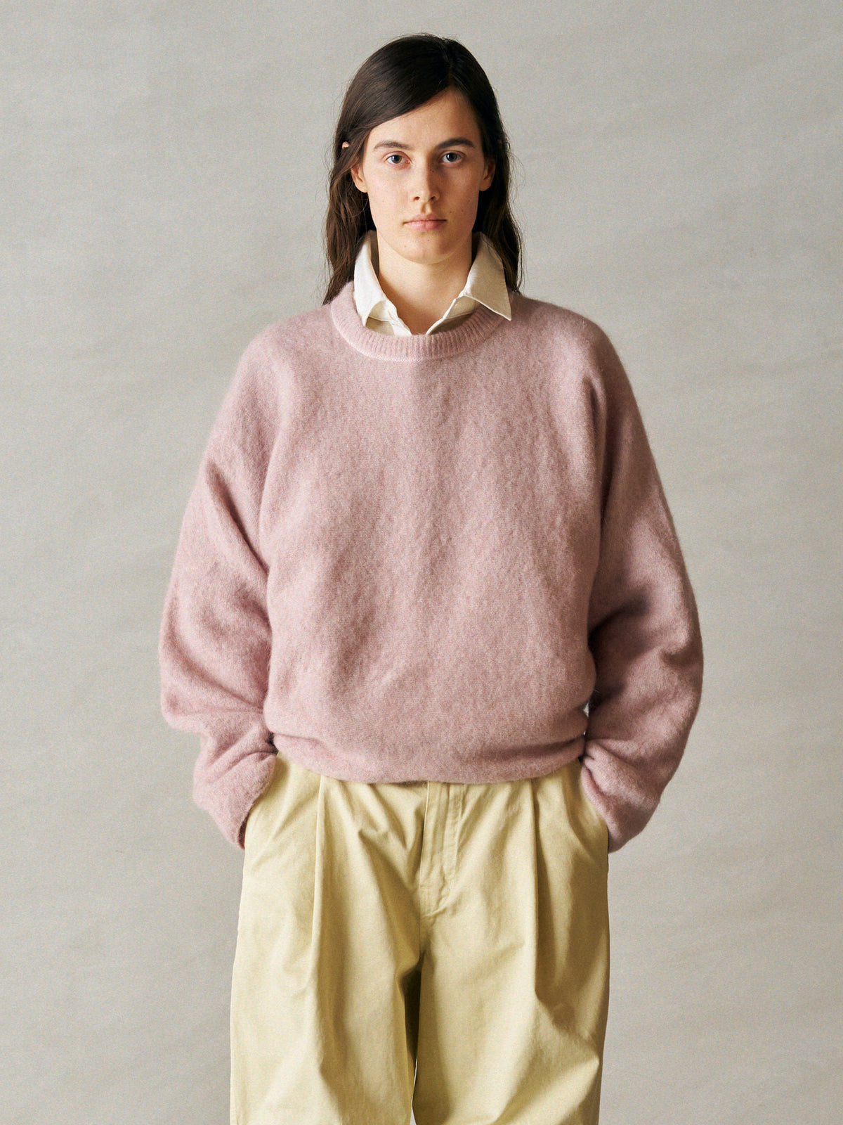 STRETCH SUPERKID MOHAIR CREW-NECK P/O