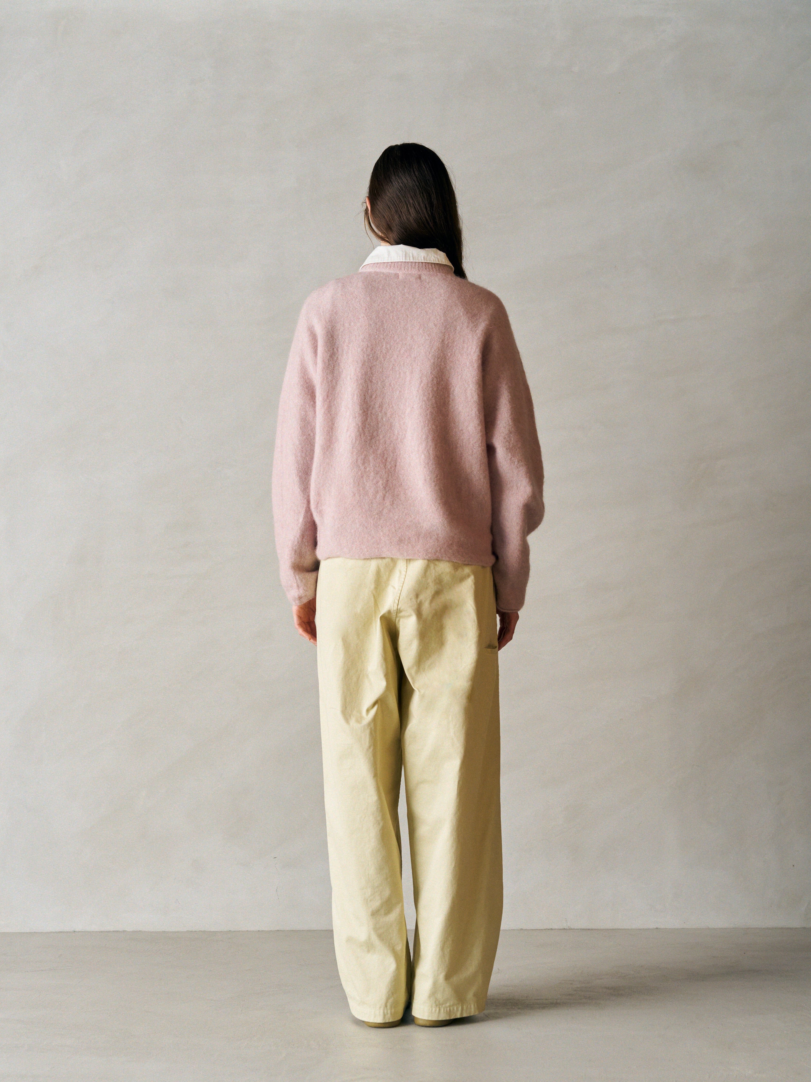 FINX COTTON × SLUB YARN MICRO BRUSHED SATIN DOUBLE KNEE PANTS