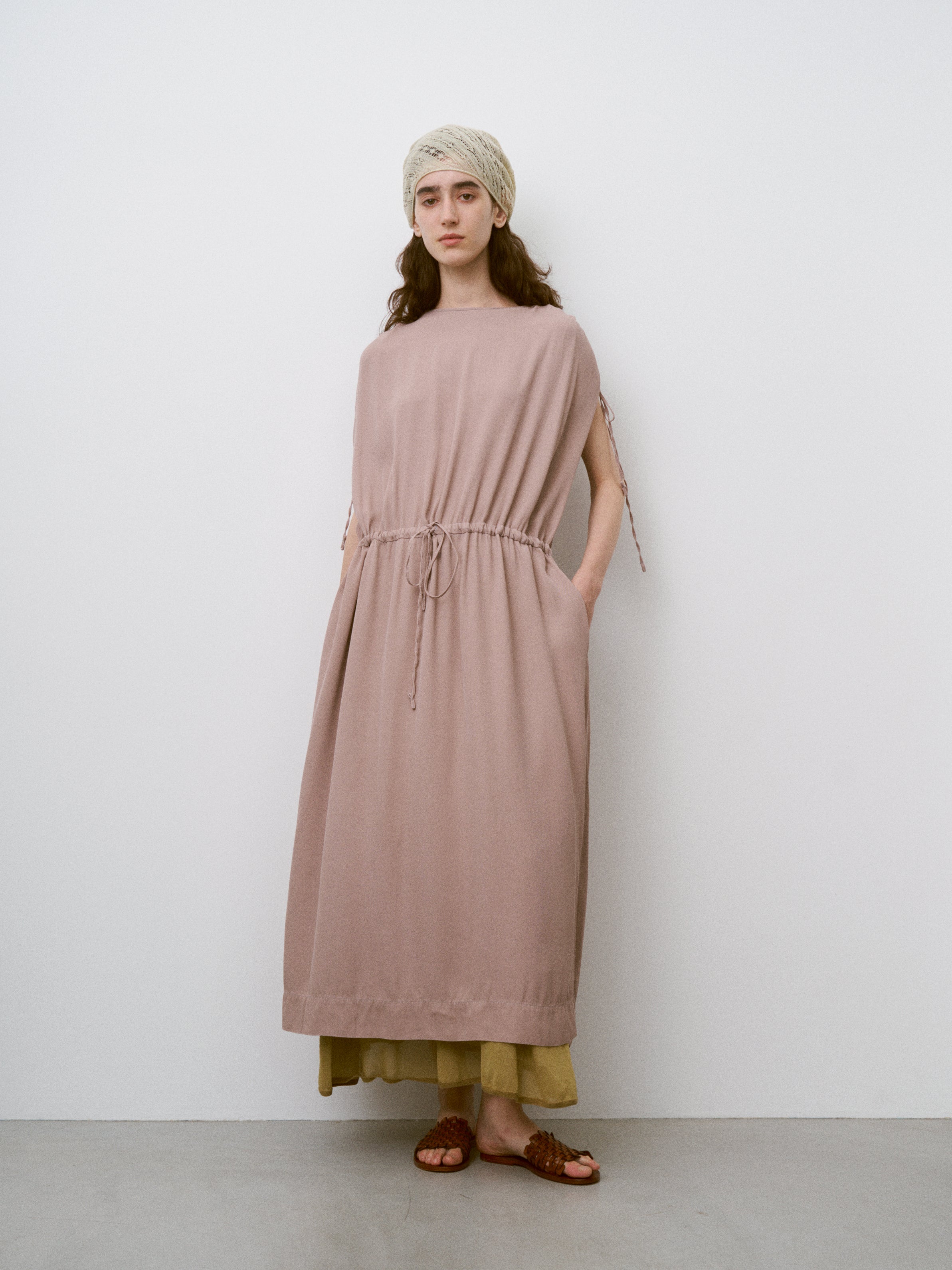 RAYON GABARDINE PIGMENT WASHED DRESS