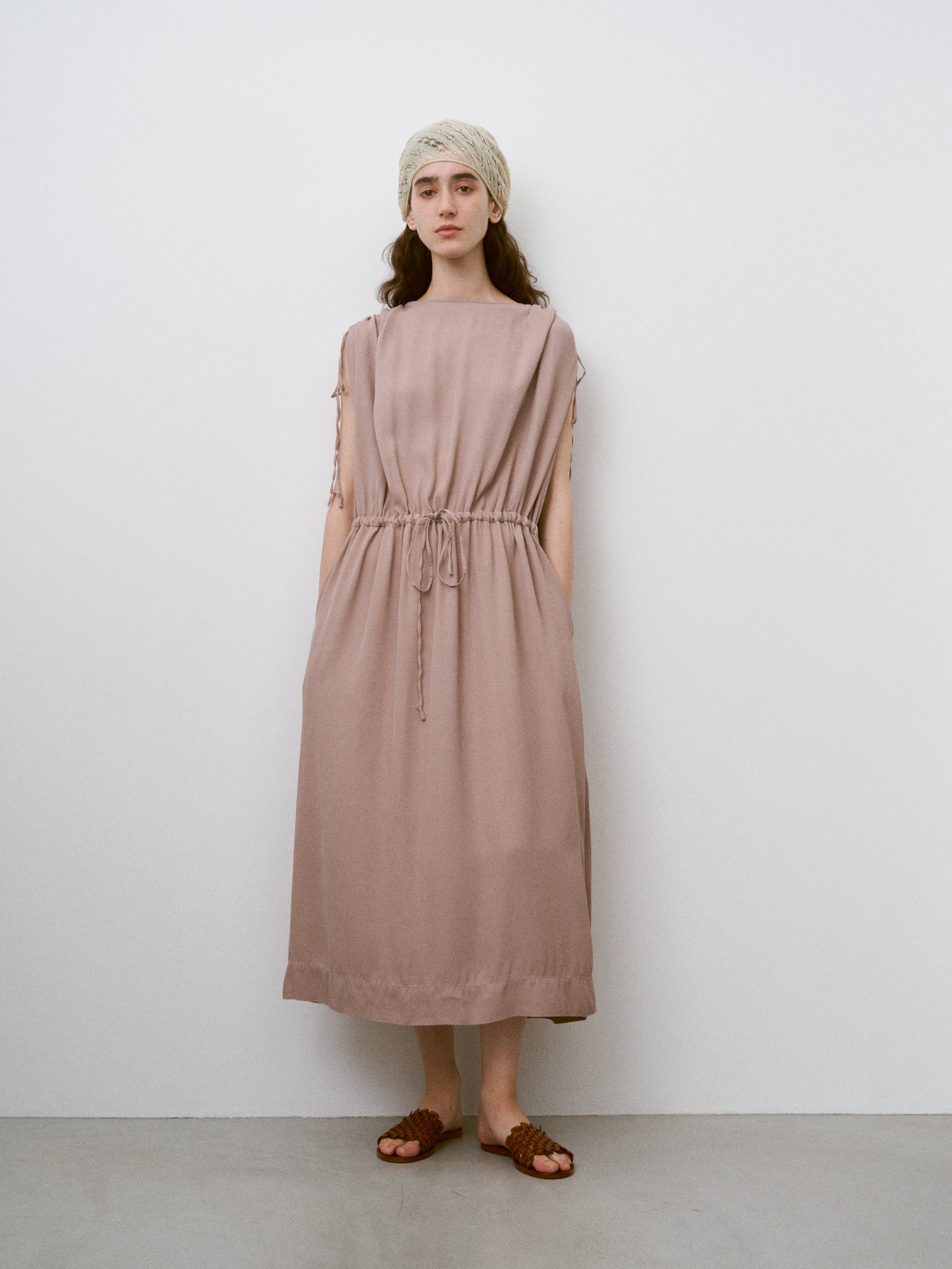 RAYON GABARDINE PIGMENT WASHED DRESS