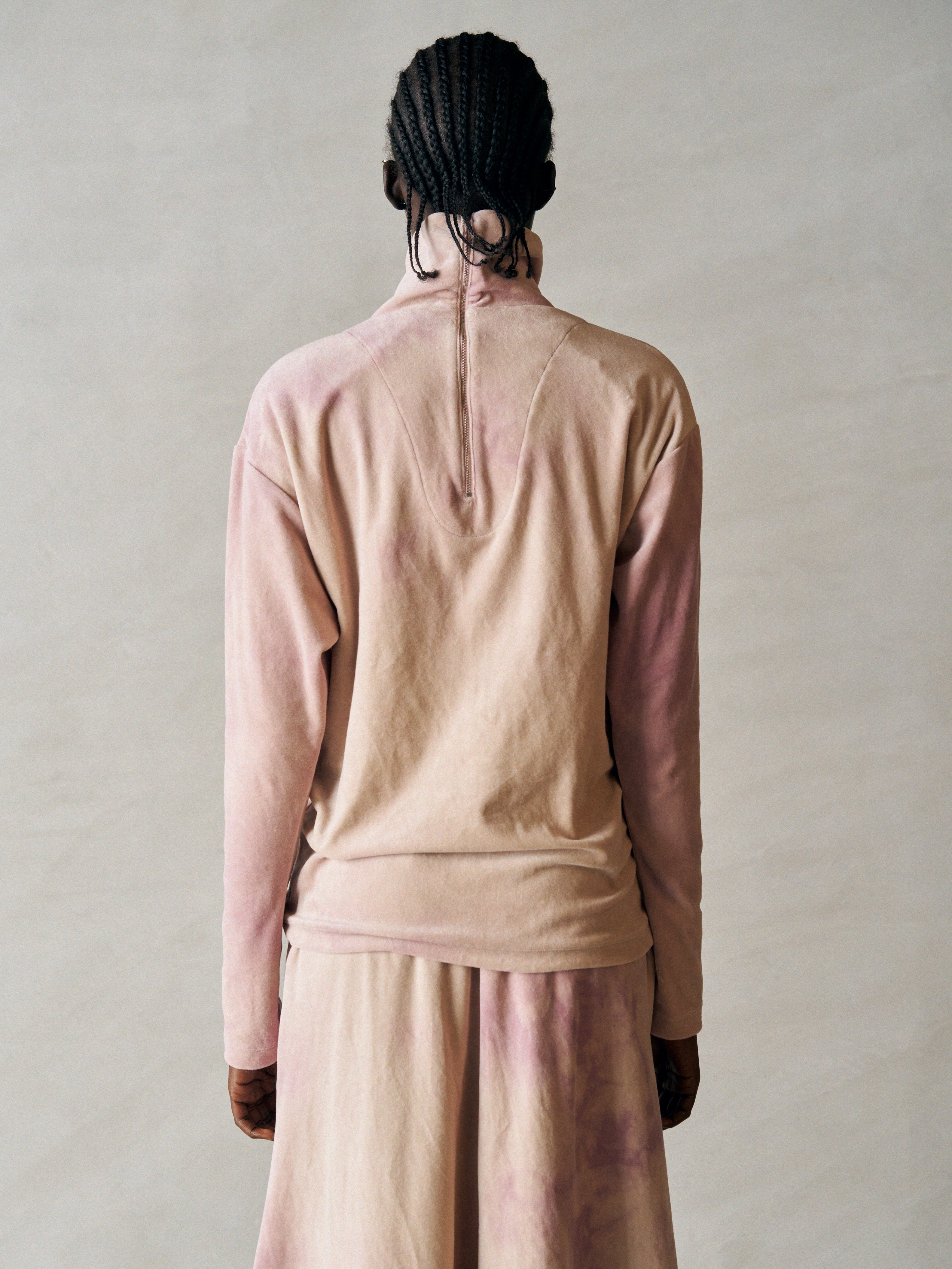 TIE-DYED COTTON VELOUR HIGH-NECK P/O