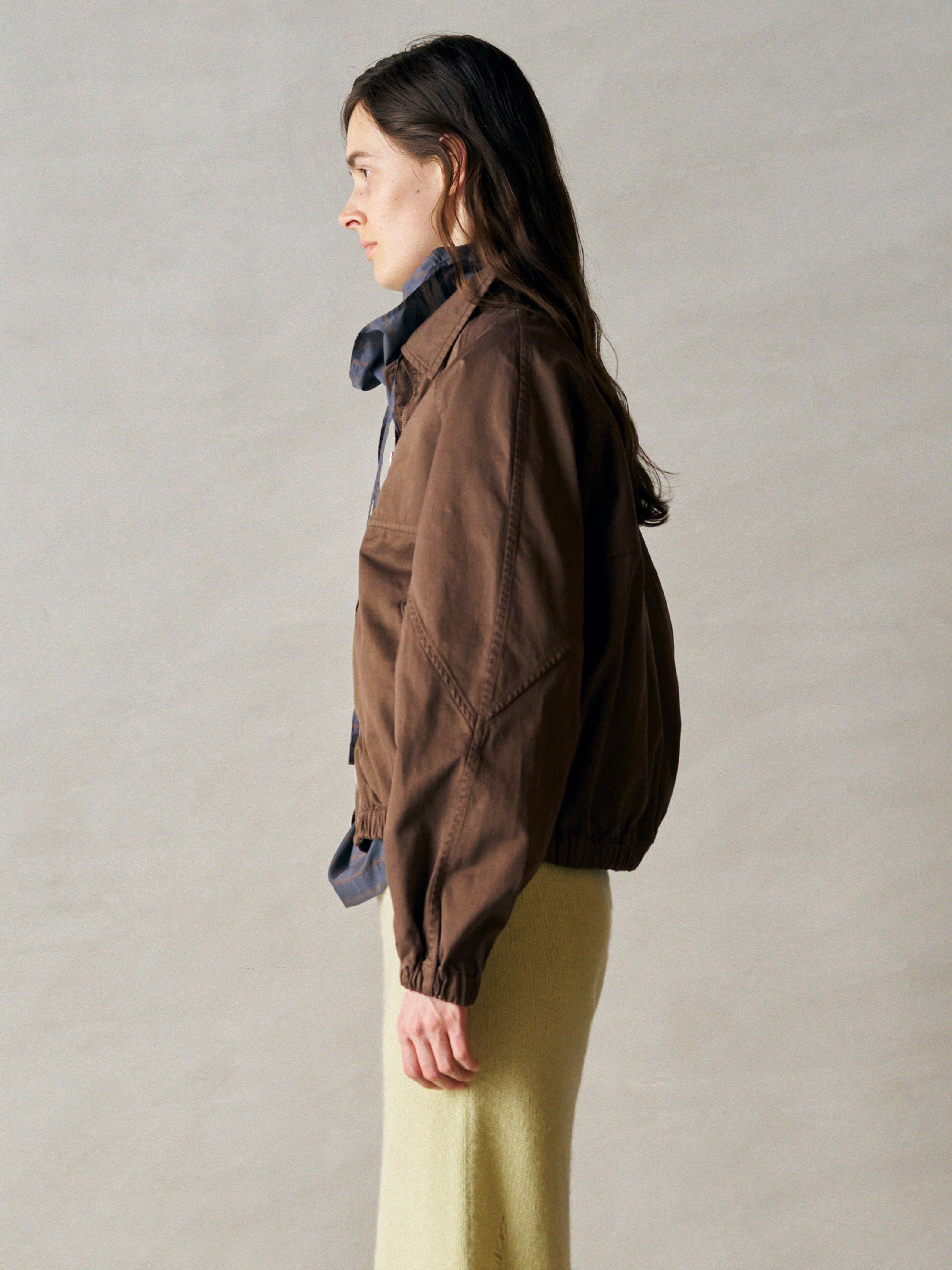 FINX COTTON × SLUB YARN MICRO BRUSHED SATIN ZIP FRONT JACKET