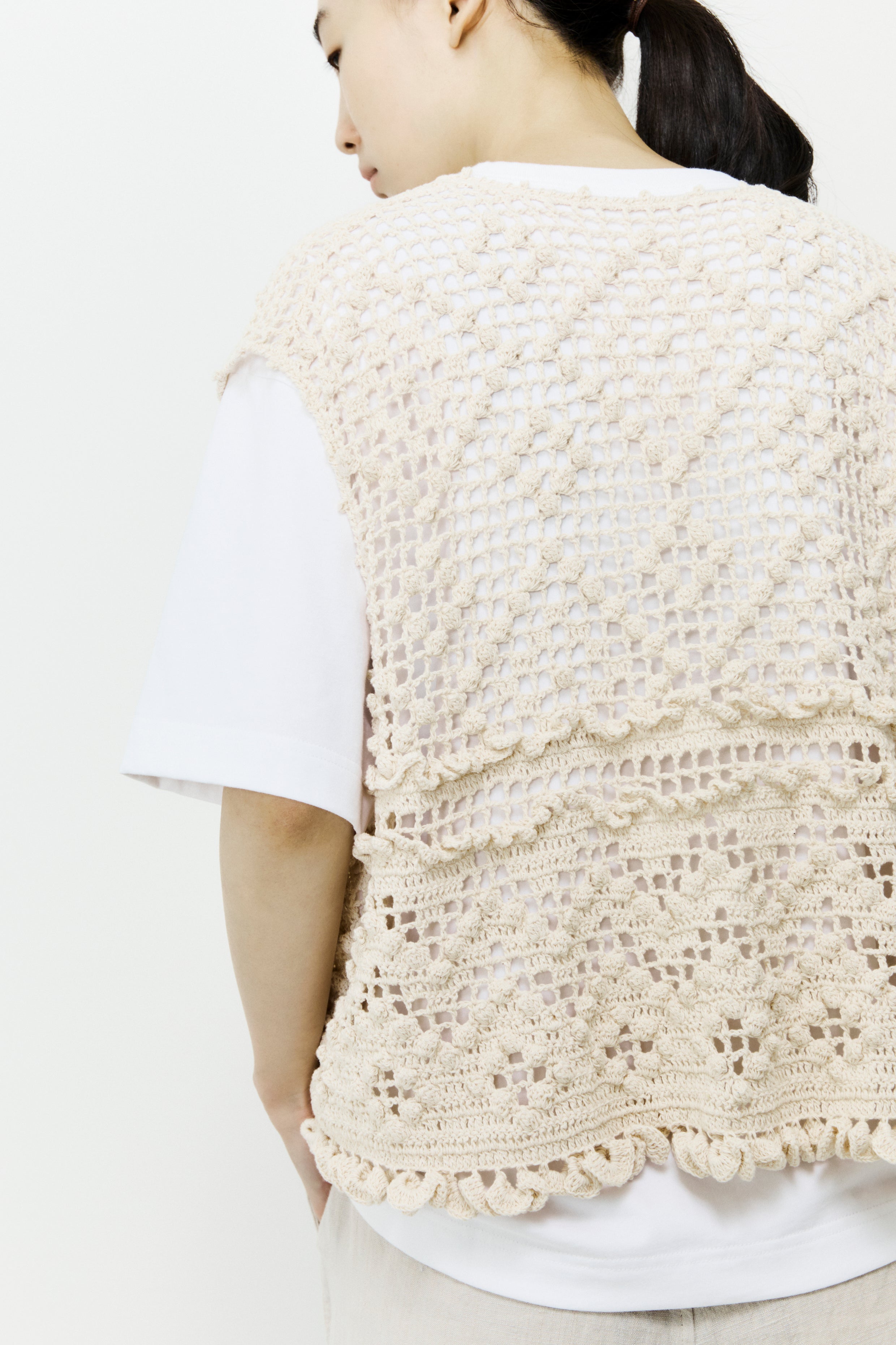 ニットベスト【新品】unfil  hand-crochet cropped gillet